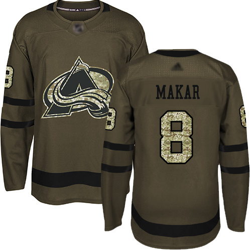 Adidas Avalanche #8 Cale Makar Green Salute to Service Stitched Youth NHL Jersey